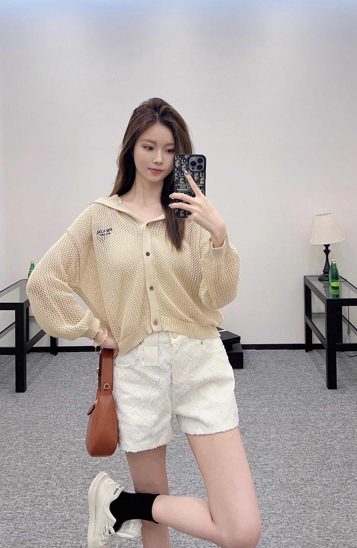 P 2025 new product Hooded knitted cardigan