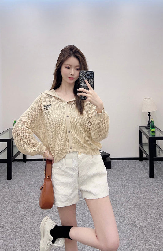 P 2025 new product Hooded knitted cardigan