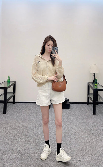 P 2025 new product Hooded knitted cardigan