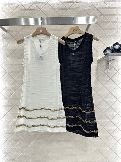 C 2025 neues Produkt Besticktes Strickwestenkleid 