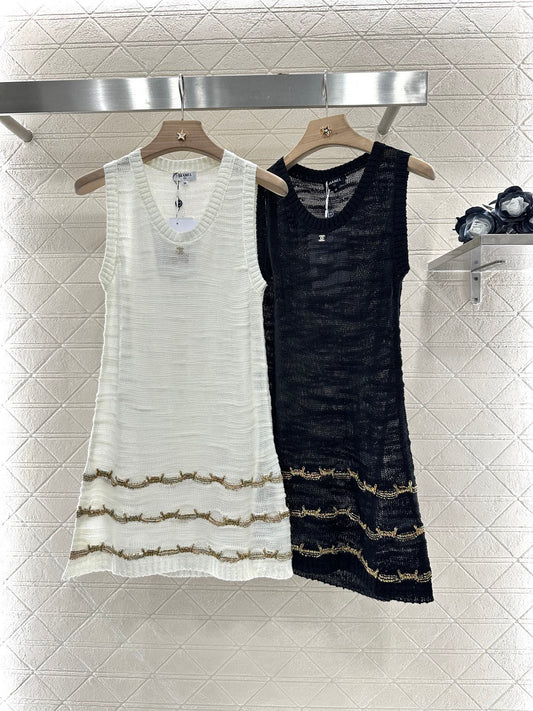 C 2025 new product Embroidered knitted vest dress