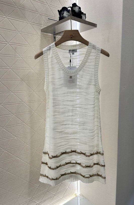 C 2025 new product Embroidered knitted vest dress