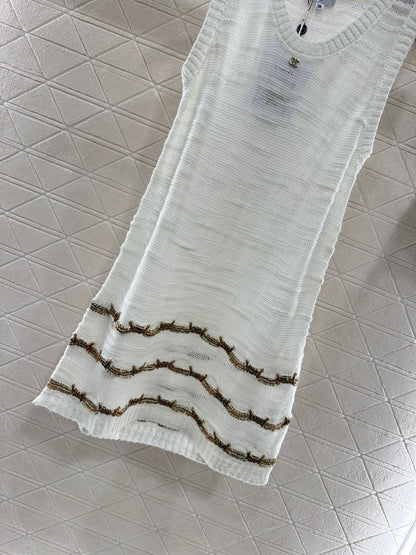 C 2025 neues Produkt Besticktes Strickwestenkleid 