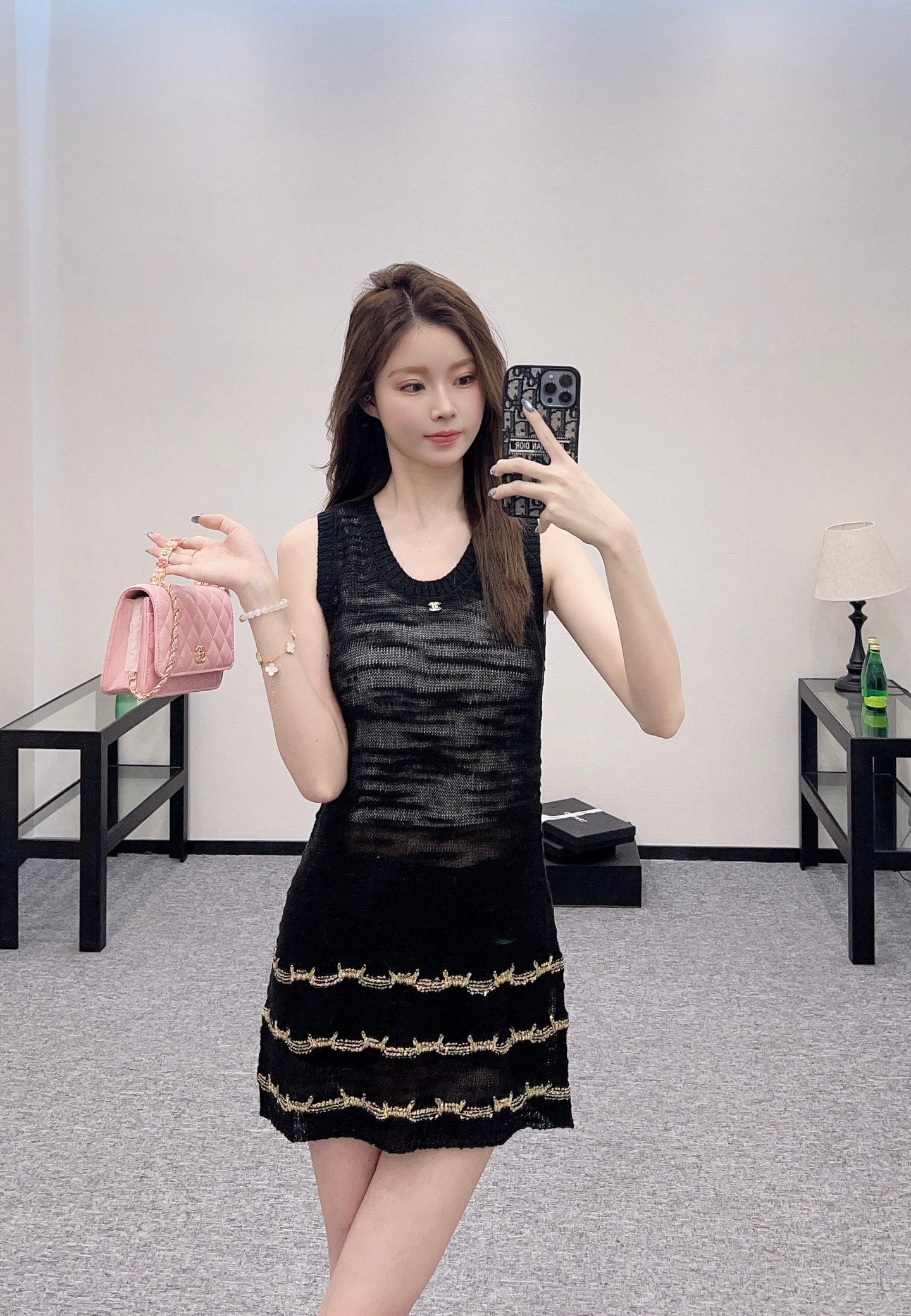 C 2025 new product Embroidered knitted vest dress