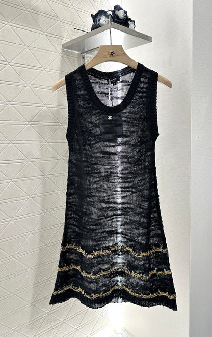 C 2025 new product Embroidered knitted vest dress