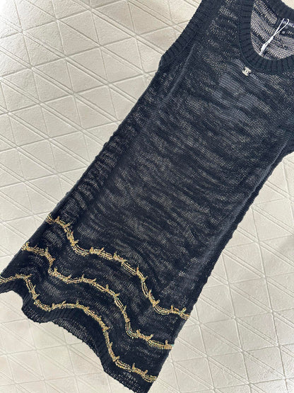 C 2025 new product Embroidered knitted vest dress