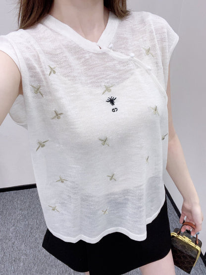 D 2025 new product Embroidered knitted vest