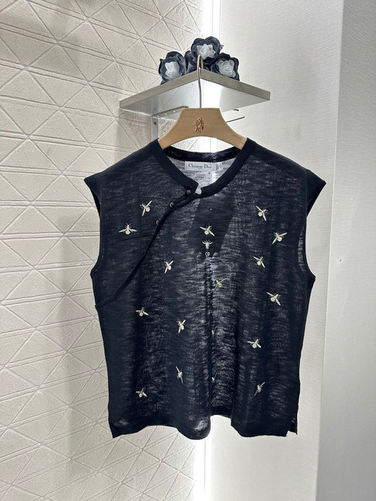 D 2025 new product Embroidered knitted vest