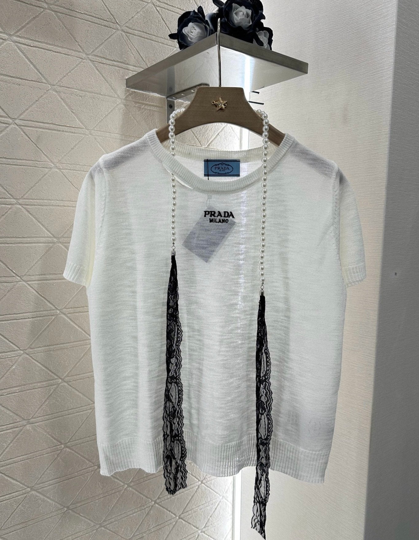 P 2025 new product Lace knitted short sleeves