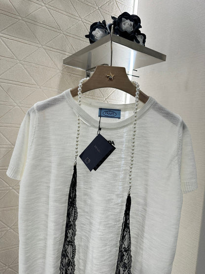 P 2025 new product Lace knitted short sleeves