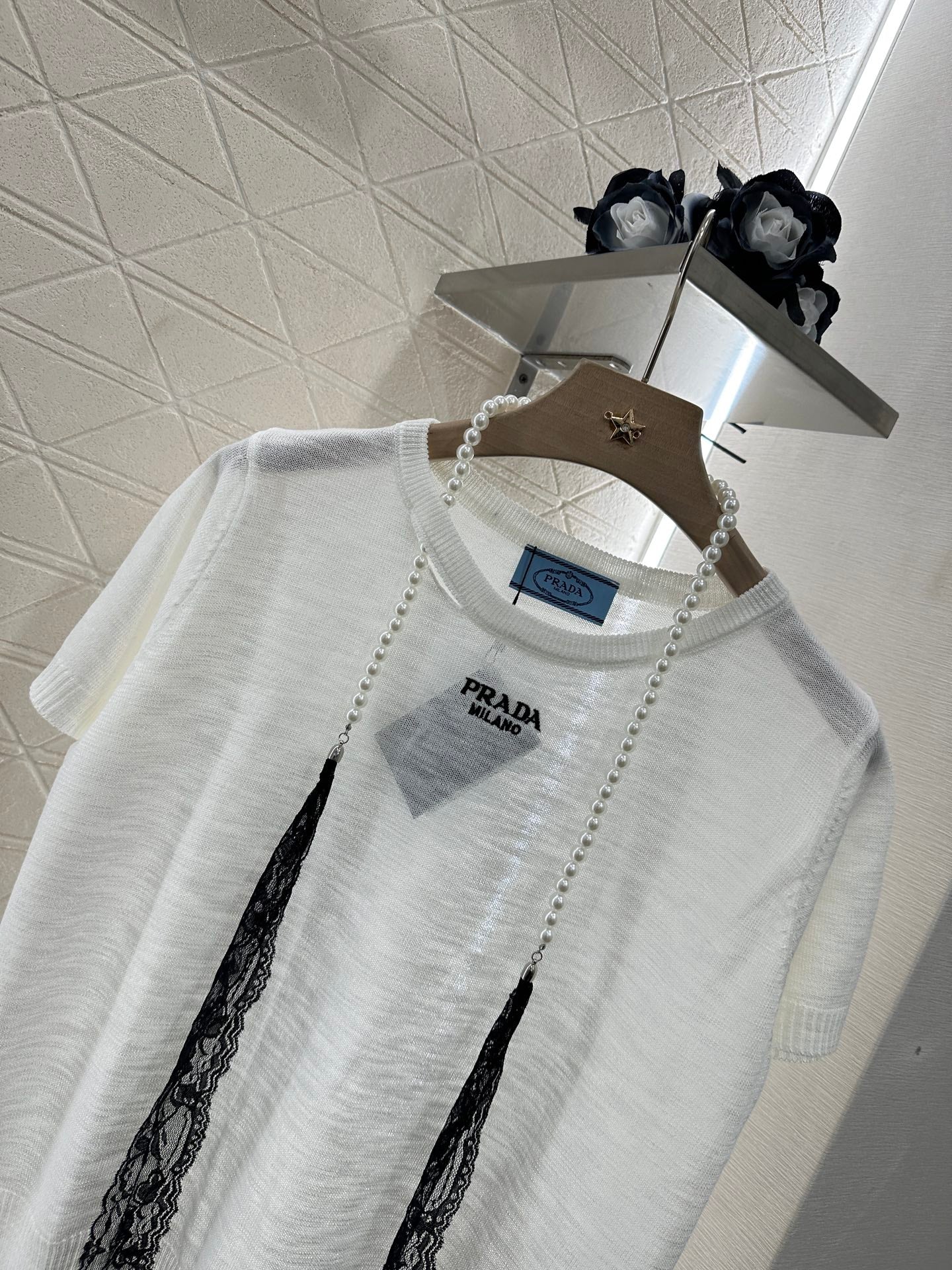 P 2025 new product Lace knitted short sleeves