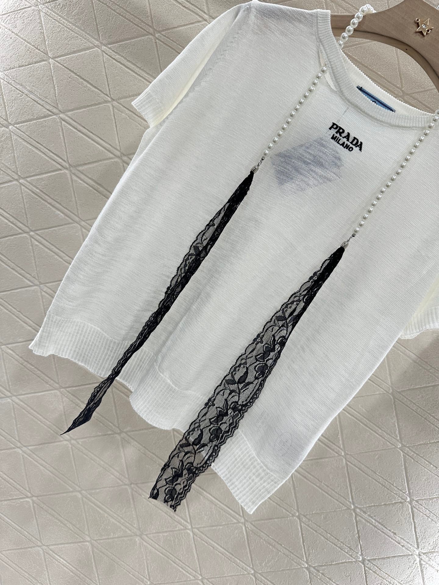 P 2025 new product Lace knitted short sleeves