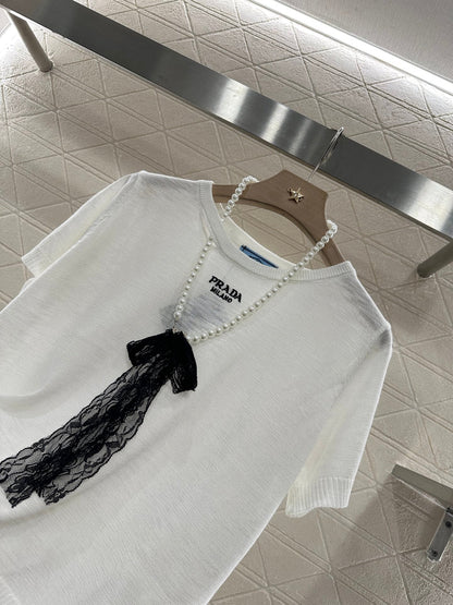 P 2025 new product Lace knitted short sleeves