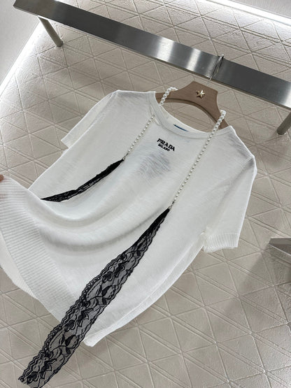 P 2025 new product Lace knitted short sleeves