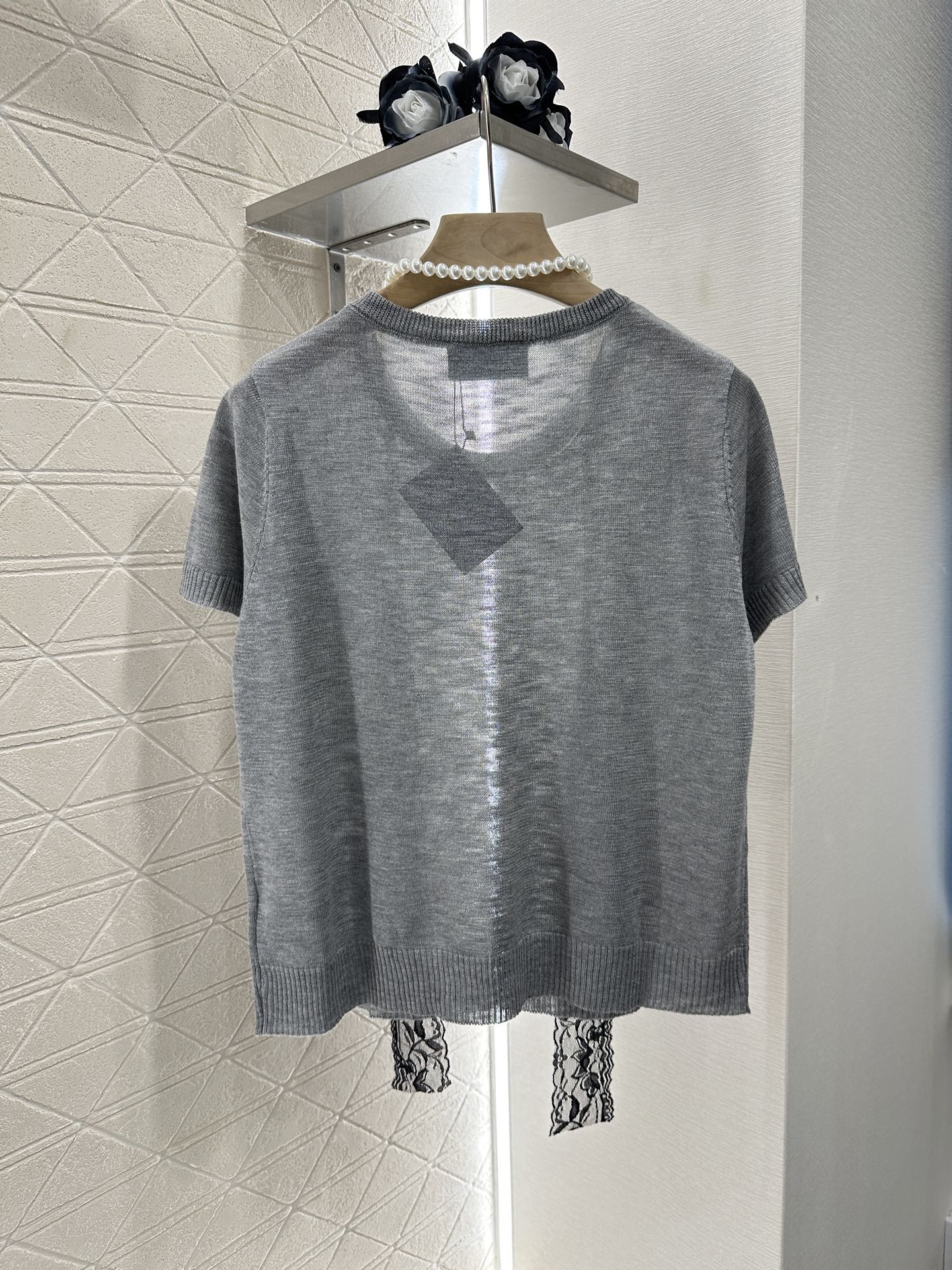 P 2025 neues Produkt Spitzengestrickte kurze Ärmel 