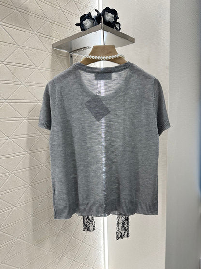 P 2025 neues Produkt Spitzengestrickte kurze Ärmel 
