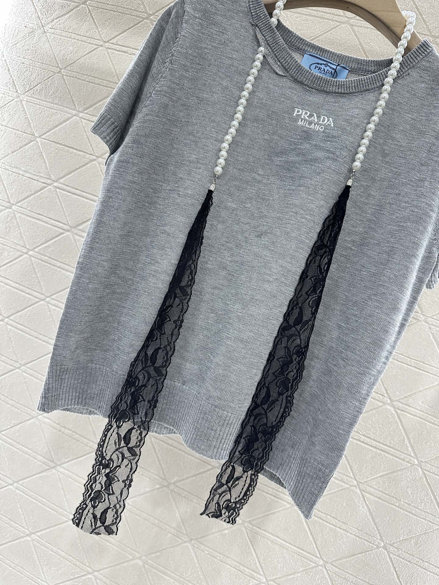 P 2025 neues Produkt Spitzengestrickte kurze Ärmel 