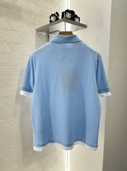 P 2025 new product Fake two-piece 𝑝𝑜𝑙𝑜 shirt