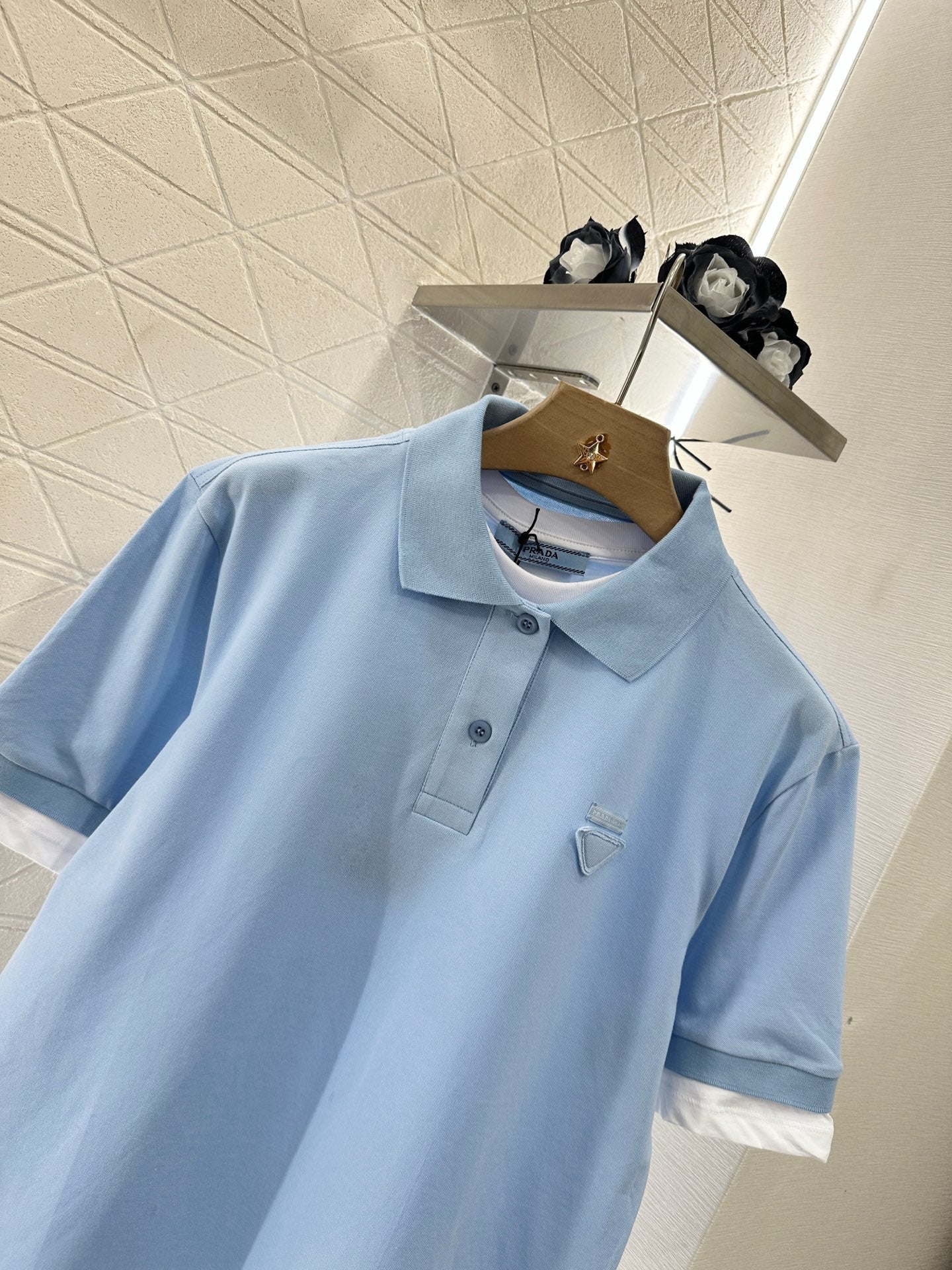 P 2025 new product Fake two-piece 𝑝𝑜𝑙𝑜 shirt