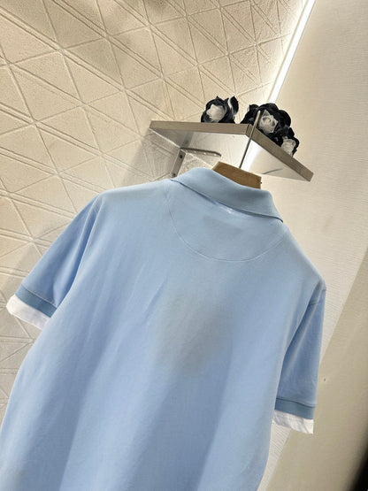 P 2025 new product Fake two-piece 𝑝𝑜𝑙𝑜 shirt