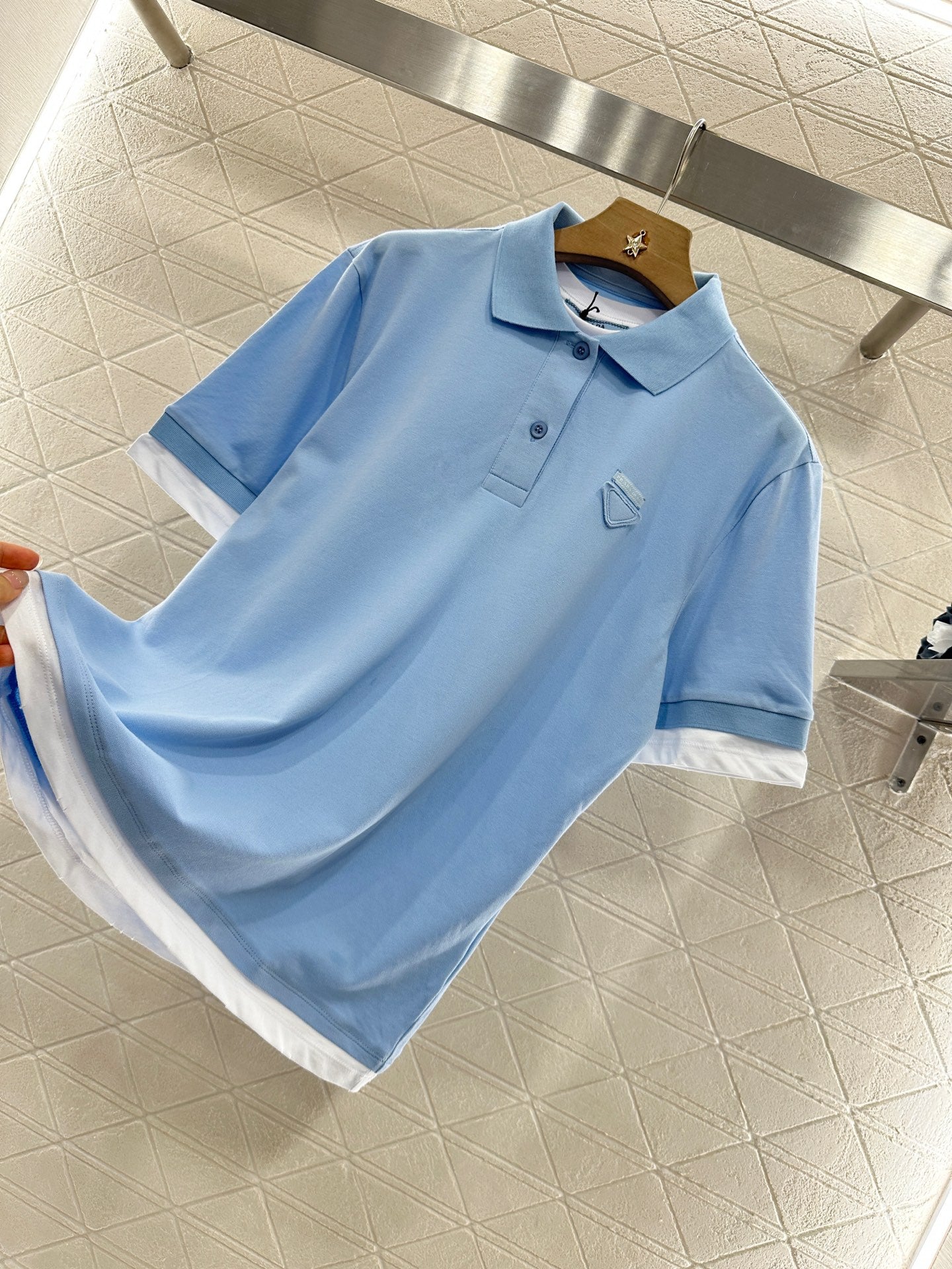 P 2025 new product Fake two-piece 𝑝𝑜𝑙𝑜 shirt