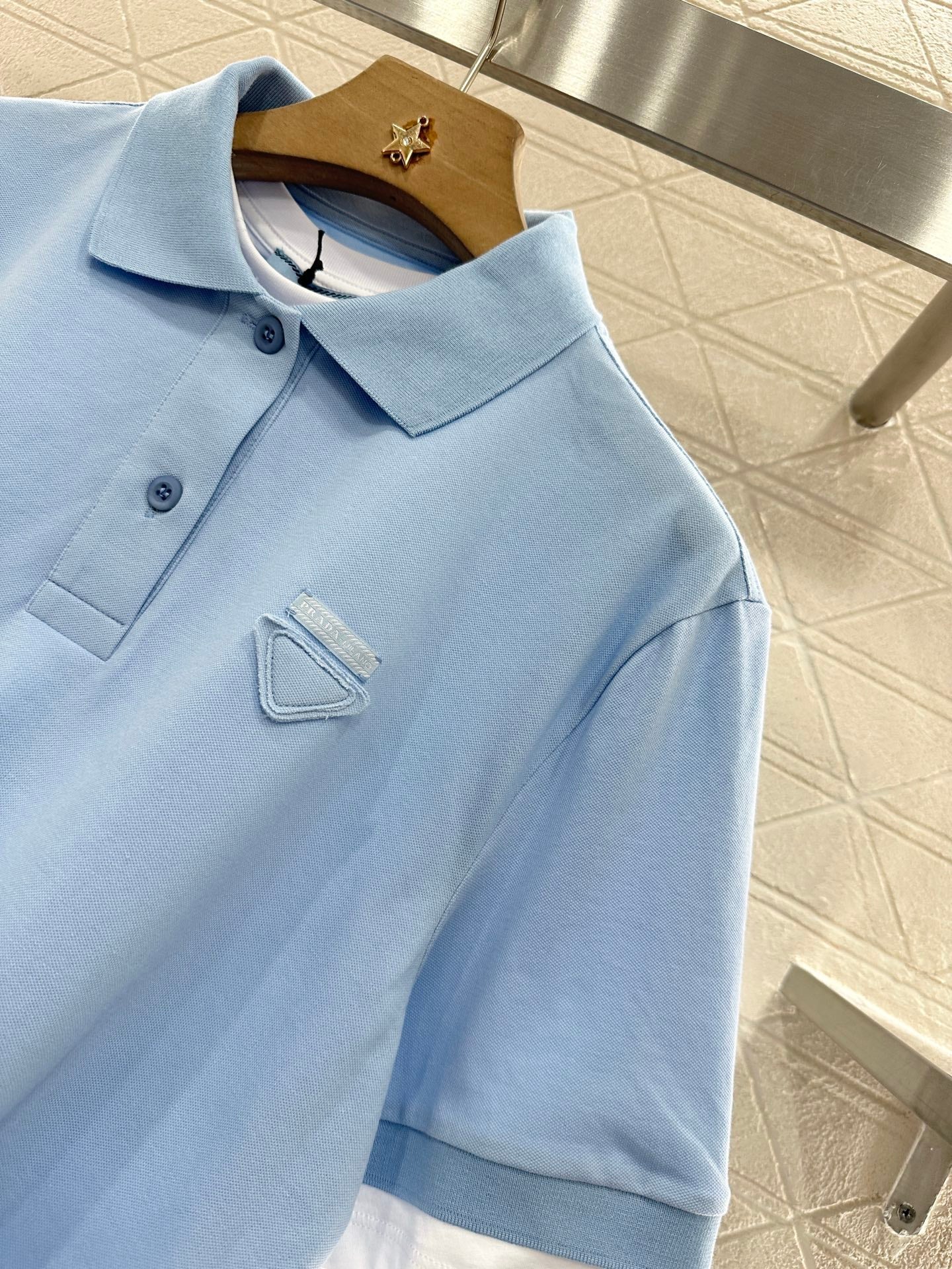 P 2025 new product Fake two-piece 𝑝𝑜𝑙𝑜 shirt