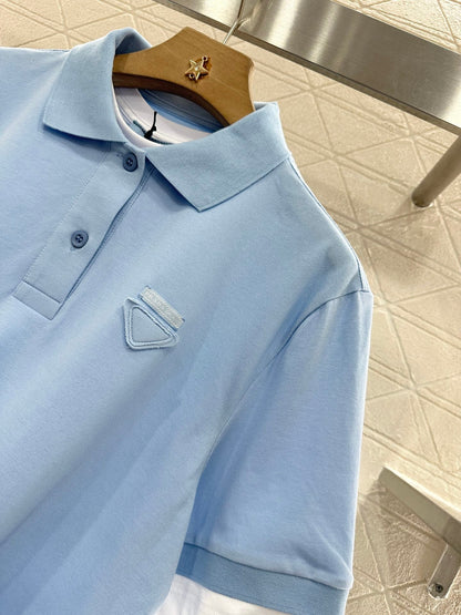 P 2025 new product Fake two-piece 𝑝𝑜𝑙𝑜 shirt