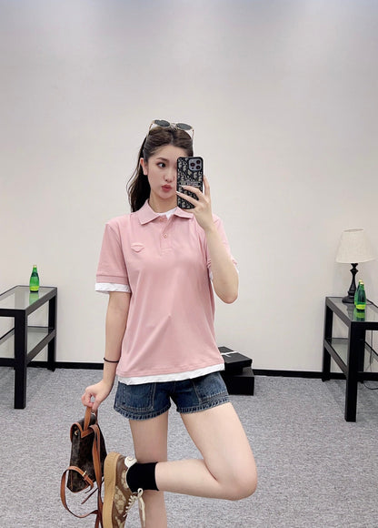 P 2025 new product Fake two-piece 𝑝𝑜𝑙𝑜 shirt