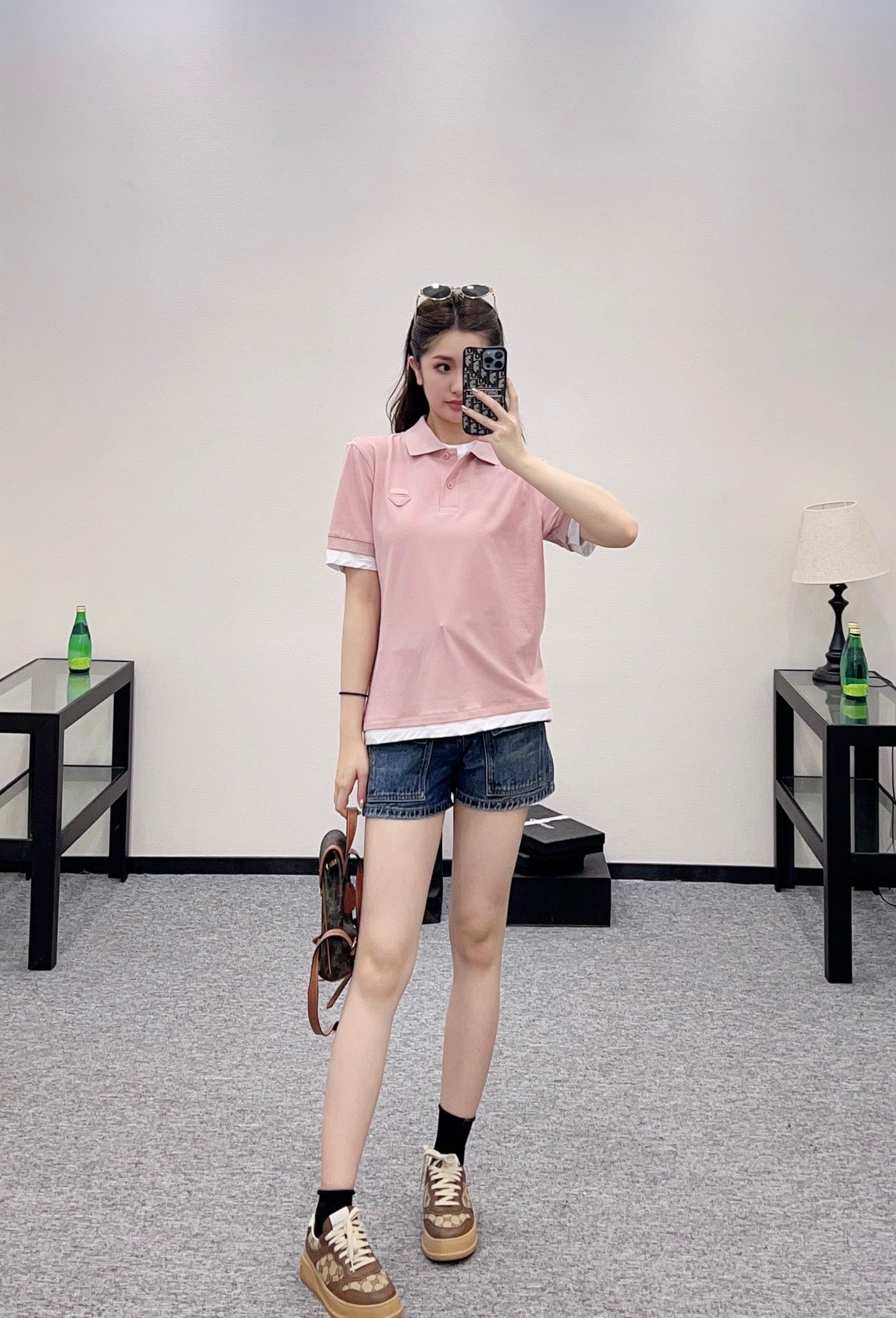 P 2025 new product Fake two-piece 𝑝𝑜𝑙𝑜 shirt