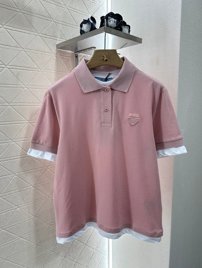 P 2025 new product Fake two-piece 𝑝𝑜𝑙𝑜 shirt