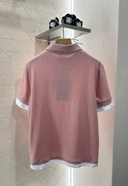 P 2025 new product Fake two-piece 𝑝𝑜𝑙𝑜 shirt