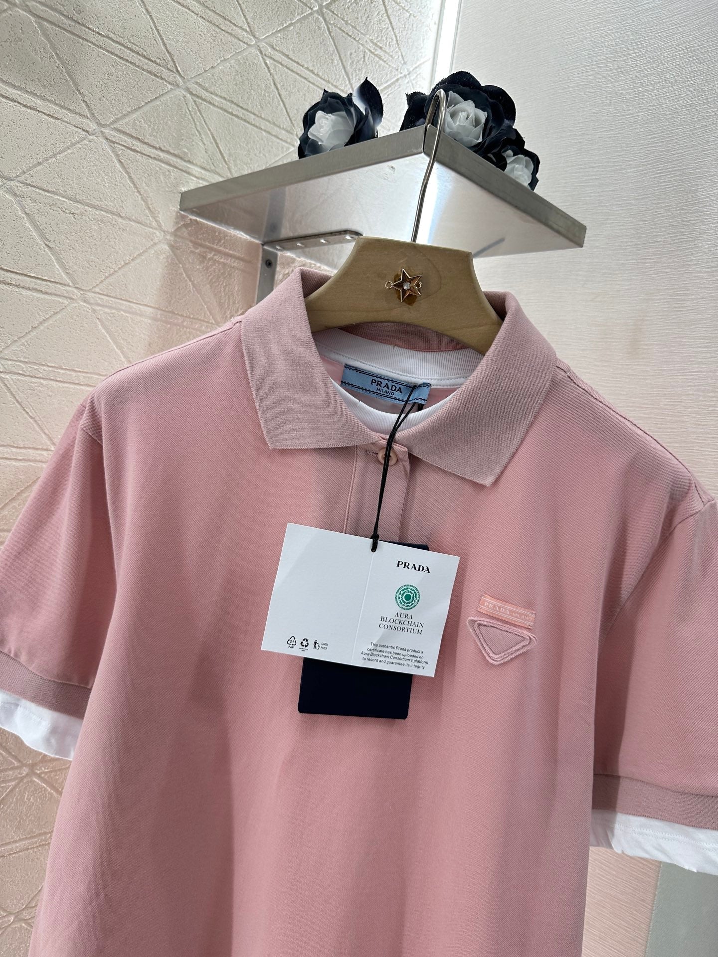 P 2025 new product Fake two-piece 𝑝𝑜𝑙𝑜 shirt
