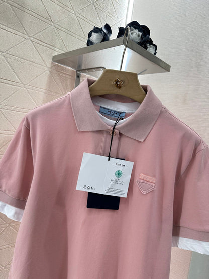 P 2025 new product Fake two-piece 𝑝𝑜𝑙𝑜 shirt