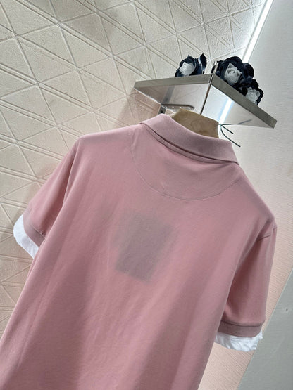 P 2025 new product Fake two-piece 𝑝𝑜𝑙𝑜 shirt
