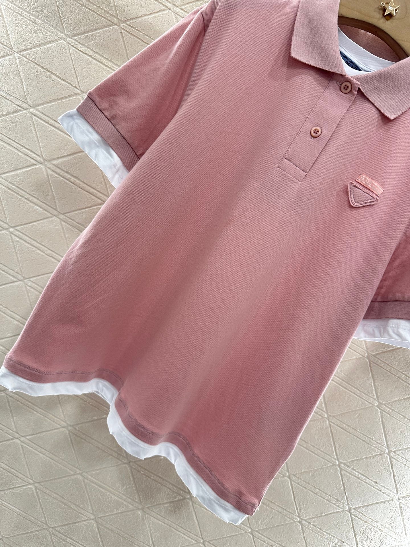 P 2025 new product Fake two-piece 𝑝𝑜𝑙𝑜 shirt