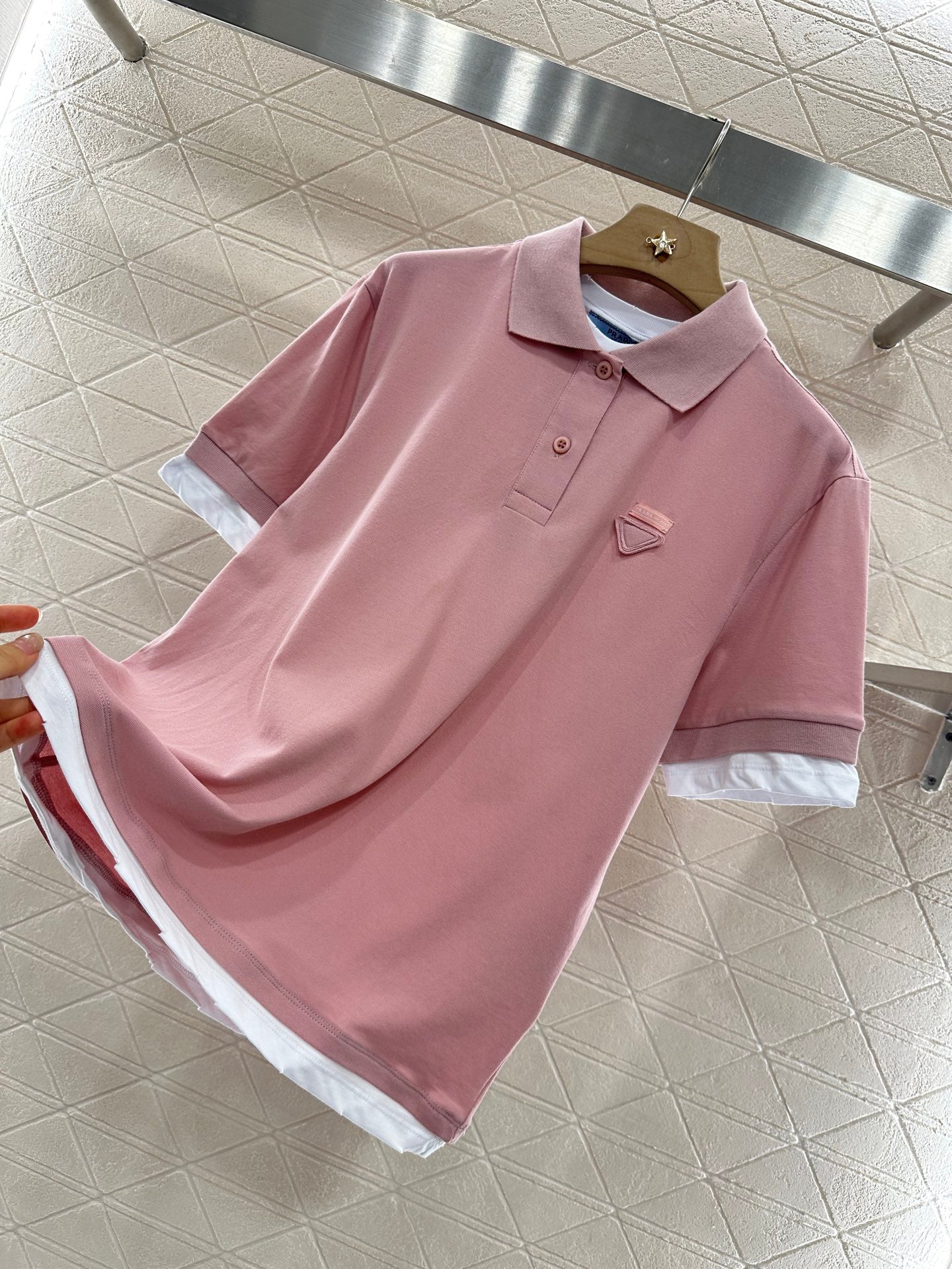 P 2025 new product Fake two-piece 𝑝𝑜𝑙𝑜 shirt