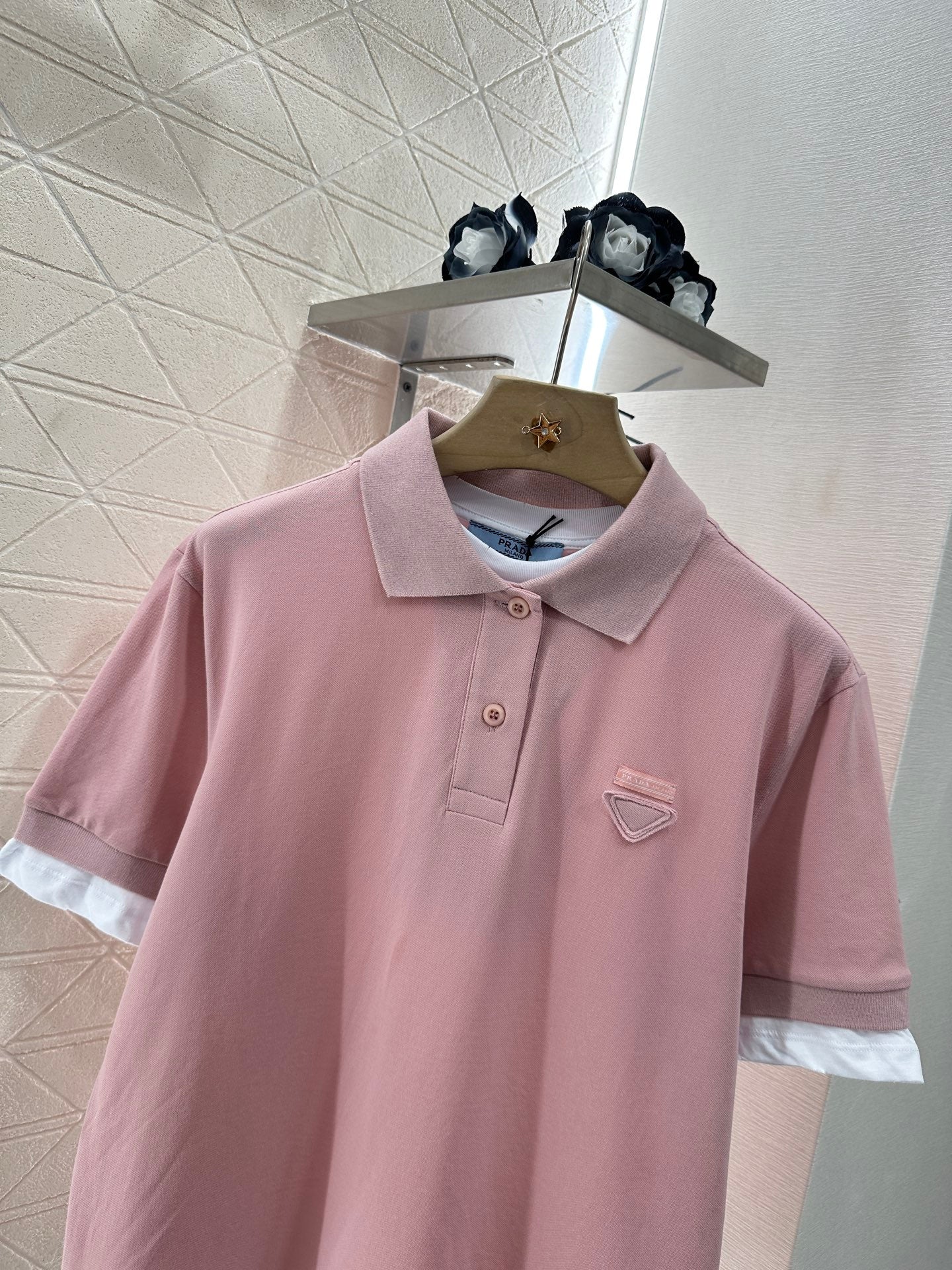 P 2025 new product Fake two-piece 𝑝𝑜𝑙𝑜 shirt