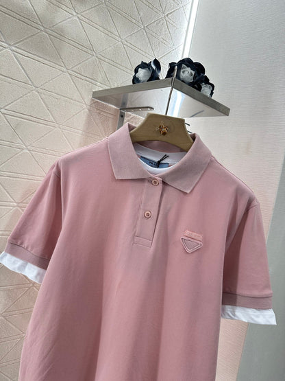 P 2025 new product Fake two-piece 𝑝𝑜𝑙𝑜 shirt