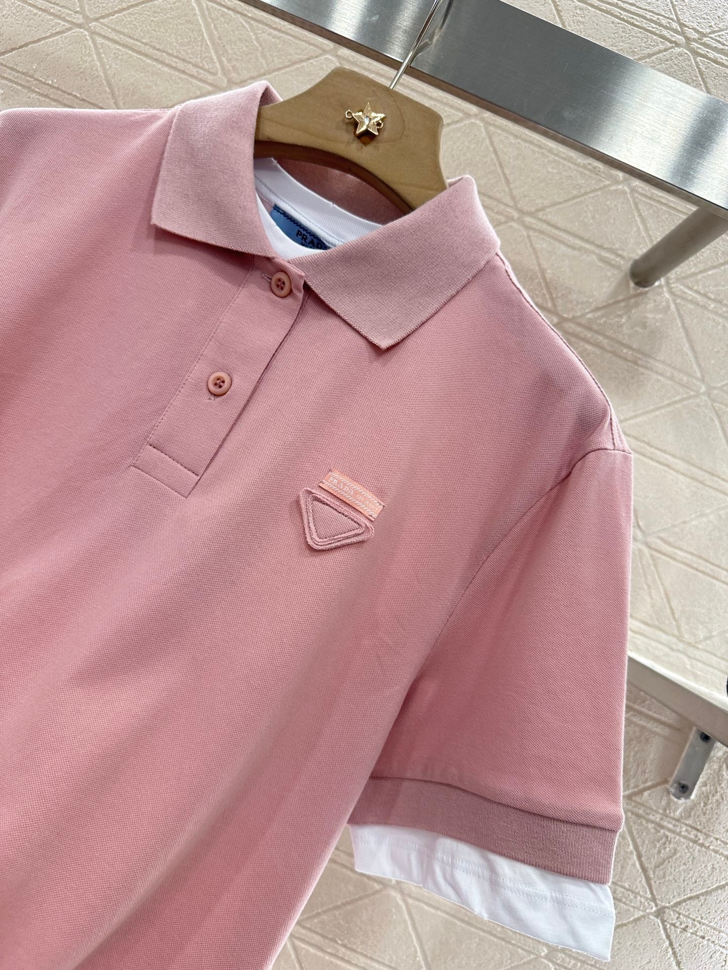P 2025 new product Fake two-piece 𝑝𝑜𝑙𝑜 shirt