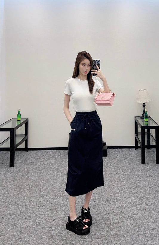 C 2025 new product Slit drawstring skirt