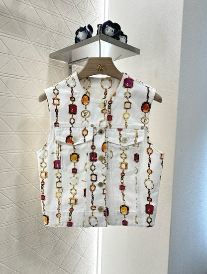 L 2025 new product Denim vest and skirt set