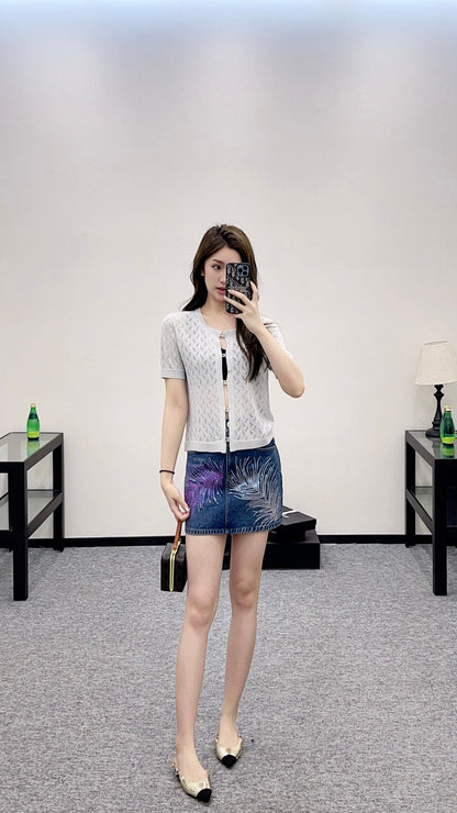 C 25 new product Rhinestone button cardigan