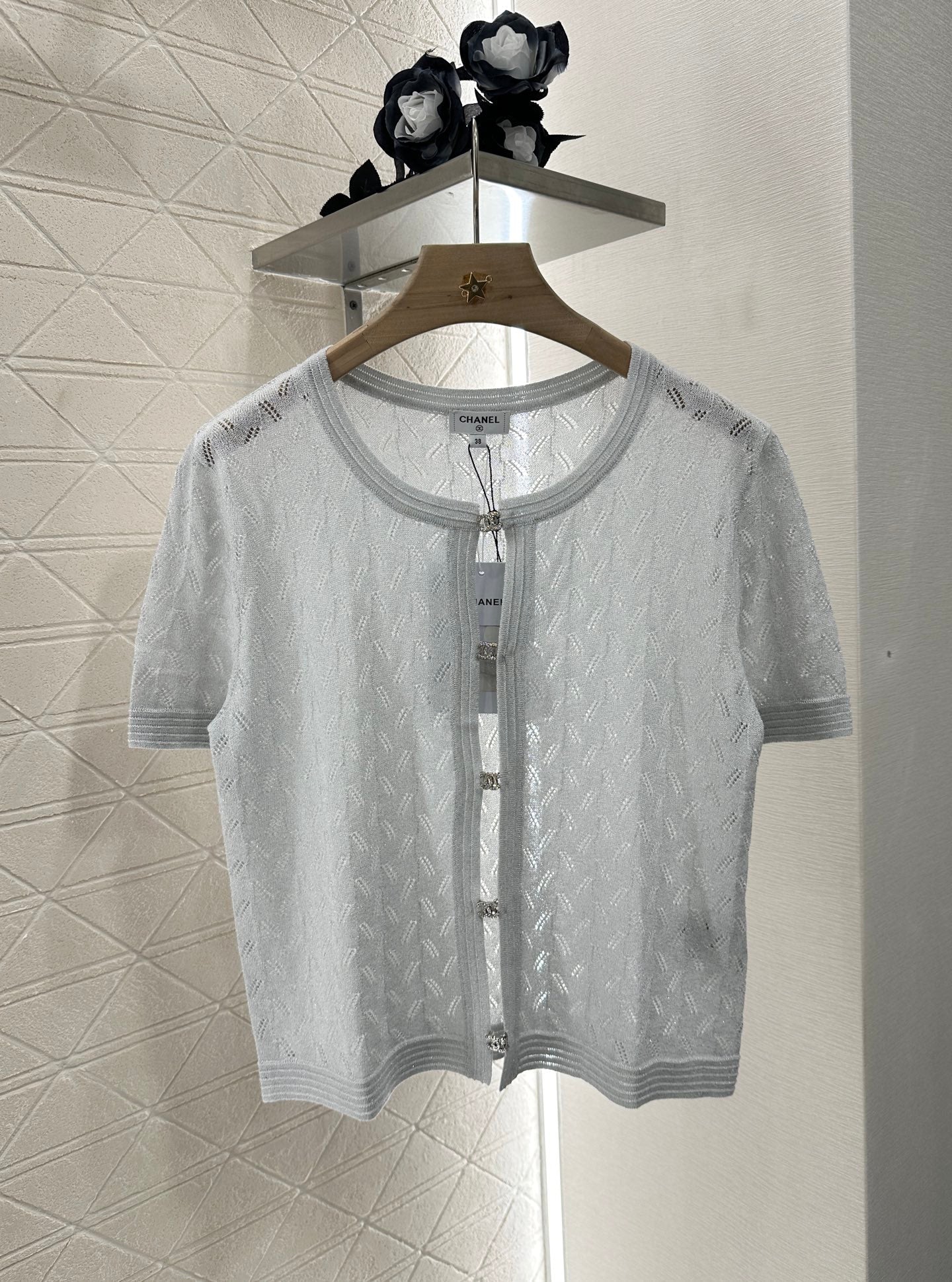 C 25 new product Rhinestone button cardigan