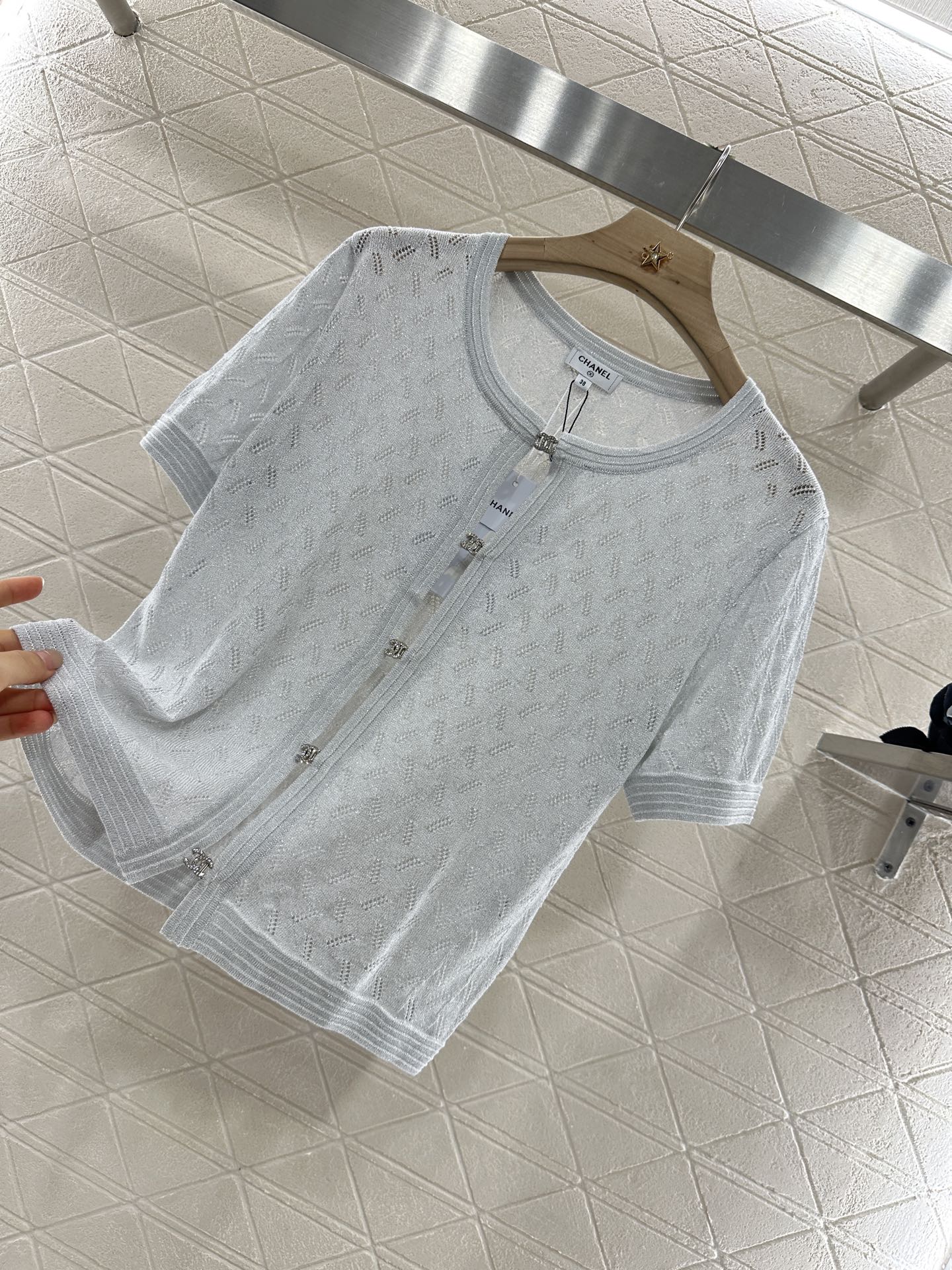 C 25 new product Rhinestone button cardigan