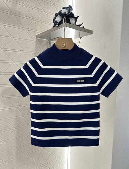 M 25 new product Striped knitted short sleeves
