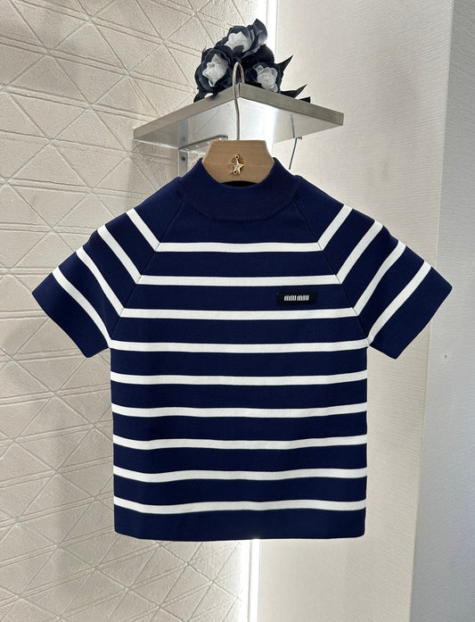 M 25 new product Striped knitted short sleeves
