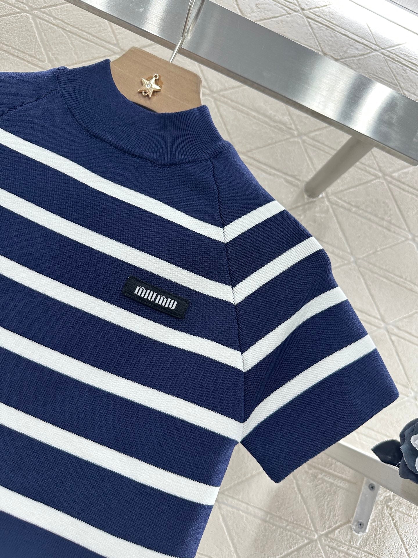 M 25 new product Striped knitted short sleeves