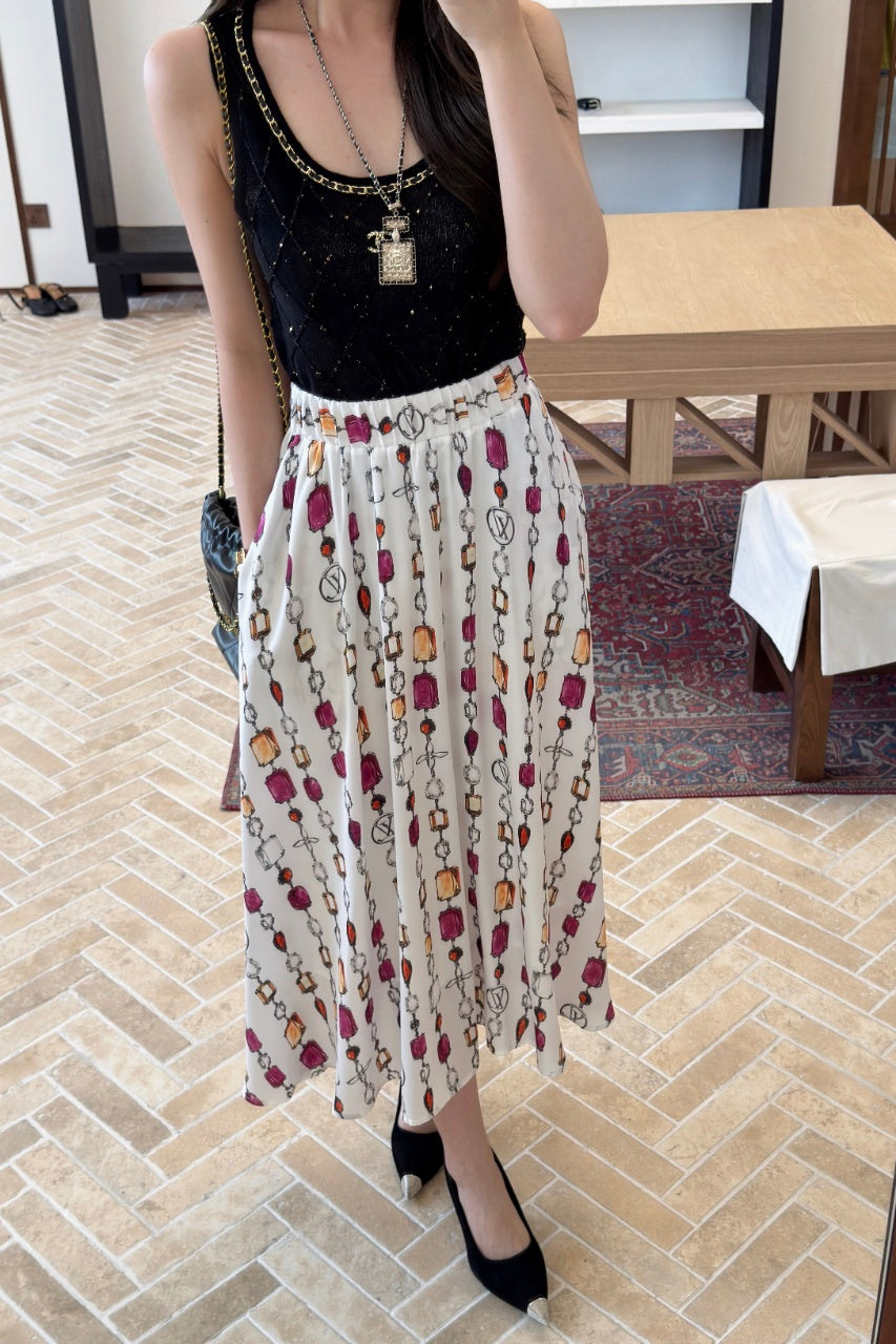 L 25 new product Printed gemstone skirt