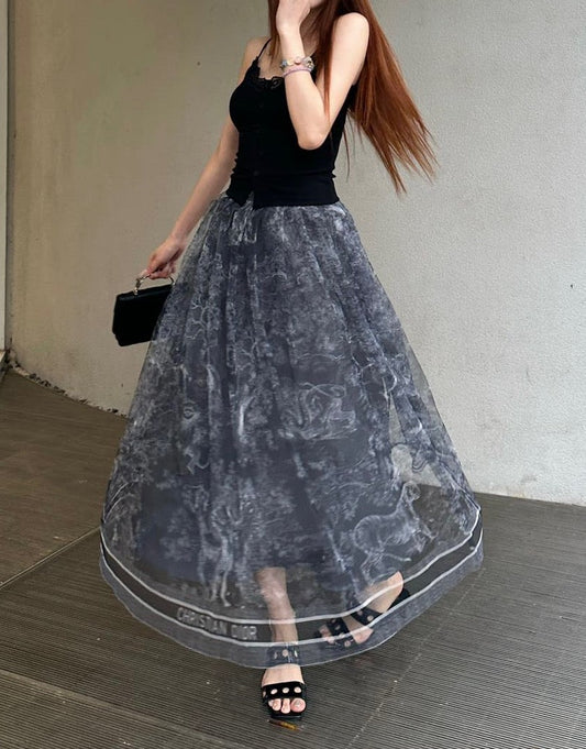 D 25 new product High waist tulle skirt