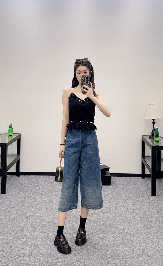 C 2025 new product Denim cropped pants